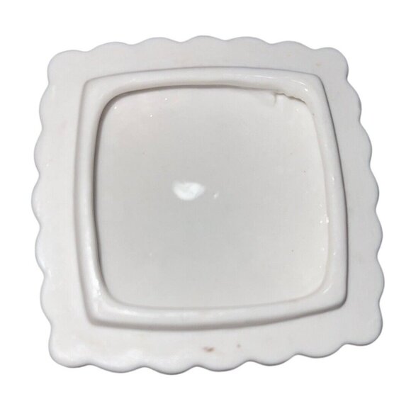 I.W. RICE Japan Porcelain Trinket Square Jewelry Box White Blue Flowers Vintage - Picture 7 of 9